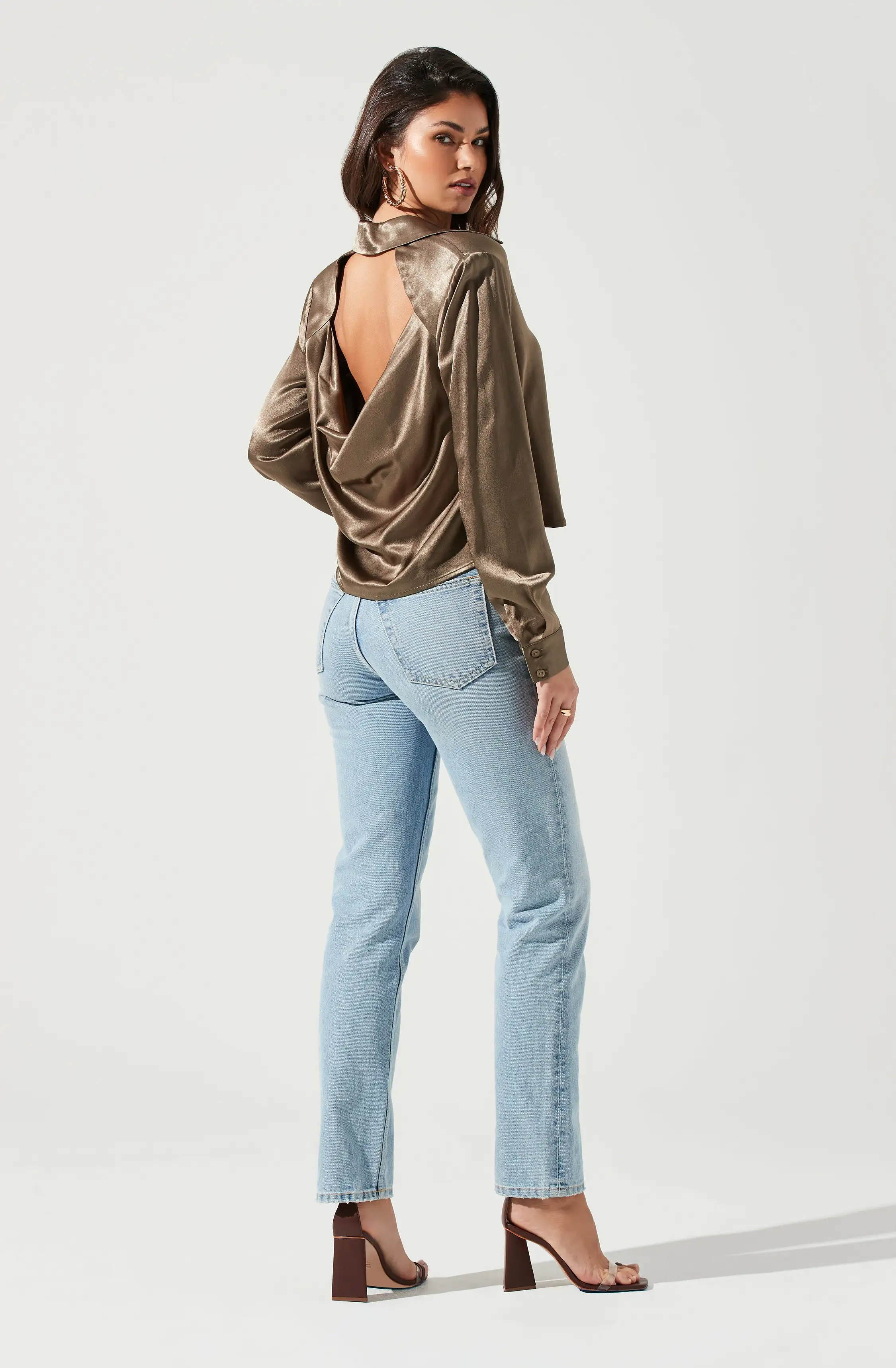 Aldina Open Back Button Down Top