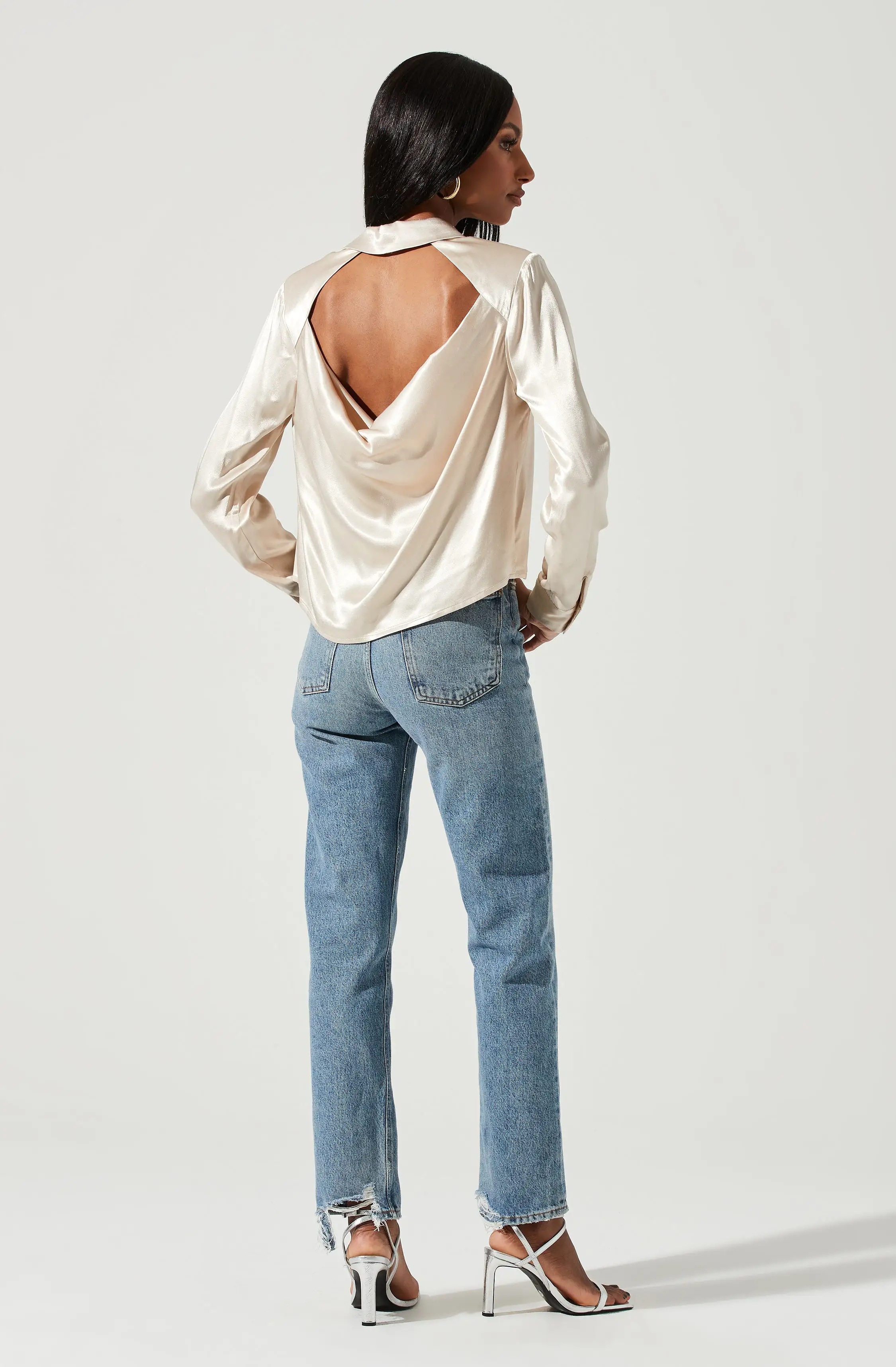 Aldina Open Back Button Down Top