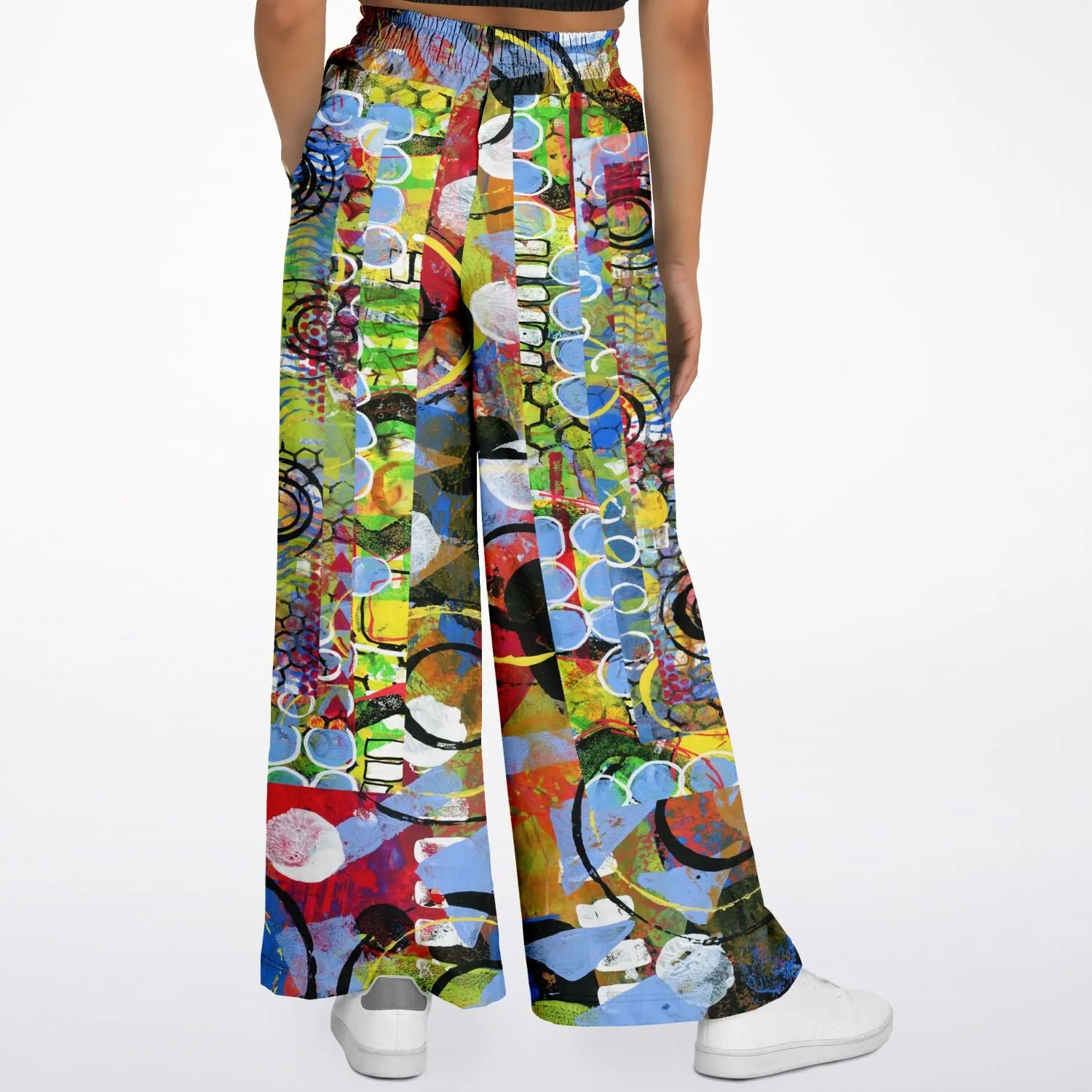 Barcelona Geometric Print Eco-Poly Stretchy Phat Bellbottoms