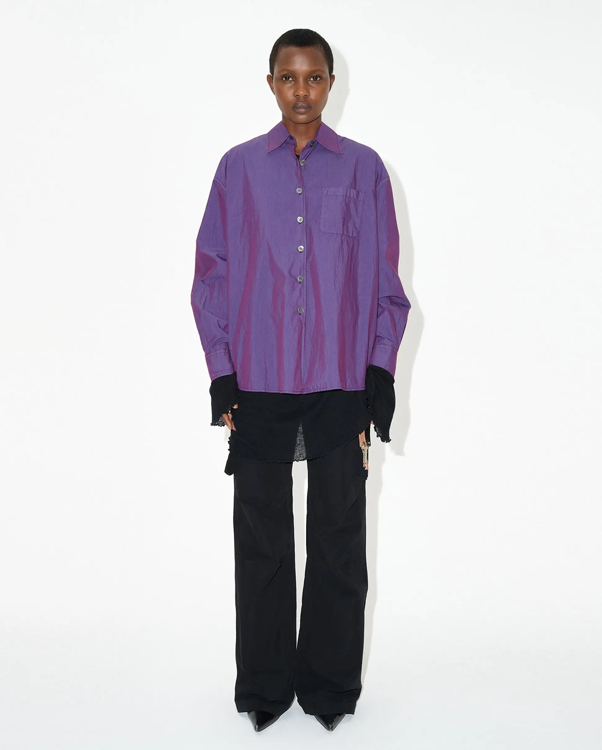 BORROWED SHIRT / BLACKCURRANT PARACHUTE POPLIN