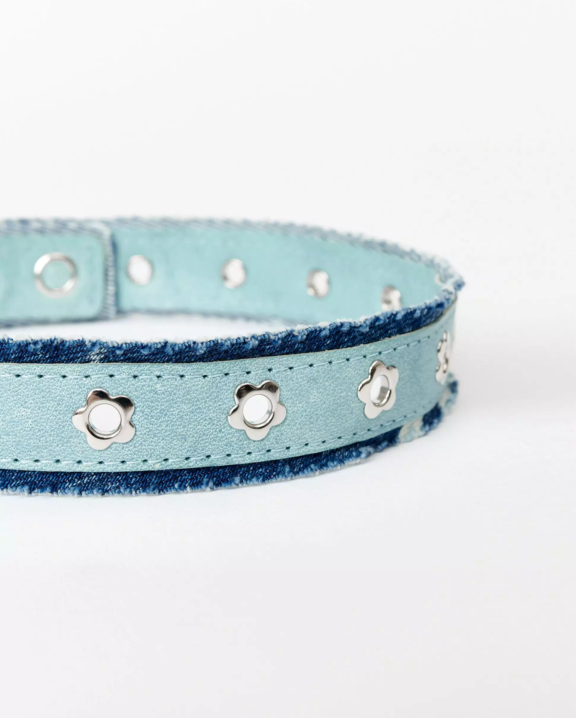 DENIM FLOWER CHOKER / INDIGO