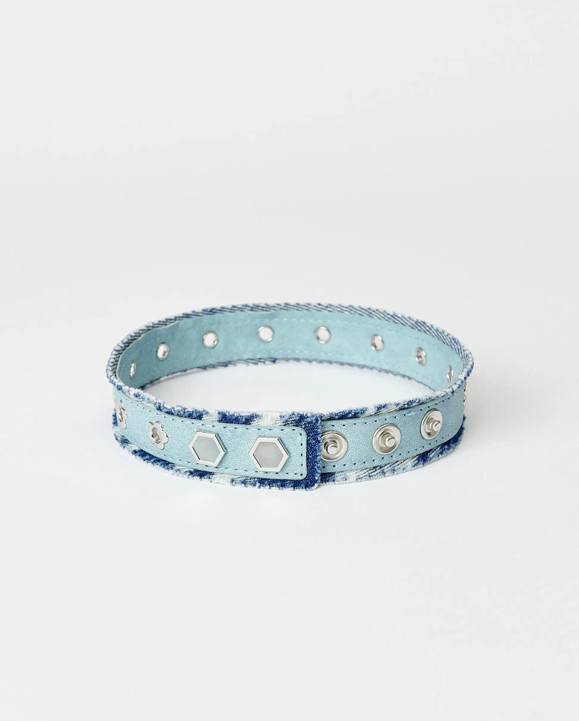 DENIM FLOWER CHOKER / INDIGO