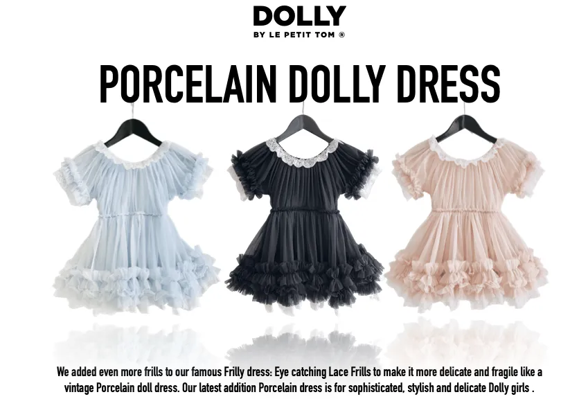 DOLLY by Le Petit Tom  PORCELAIN DOLLY DRESS light blue