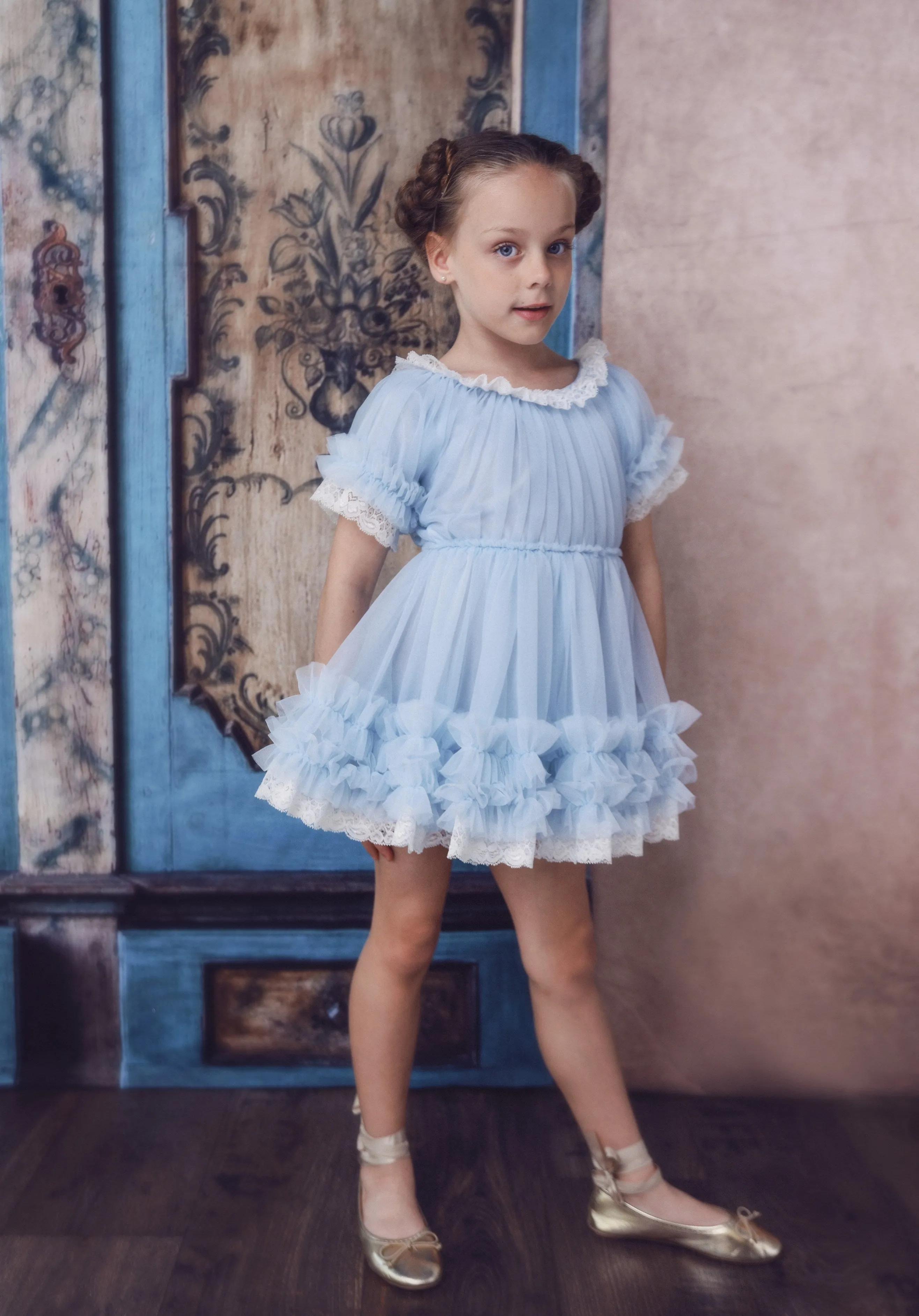 DOLLY by Le Petit Tom  PORCELAIN DOLLY DRESS light blue