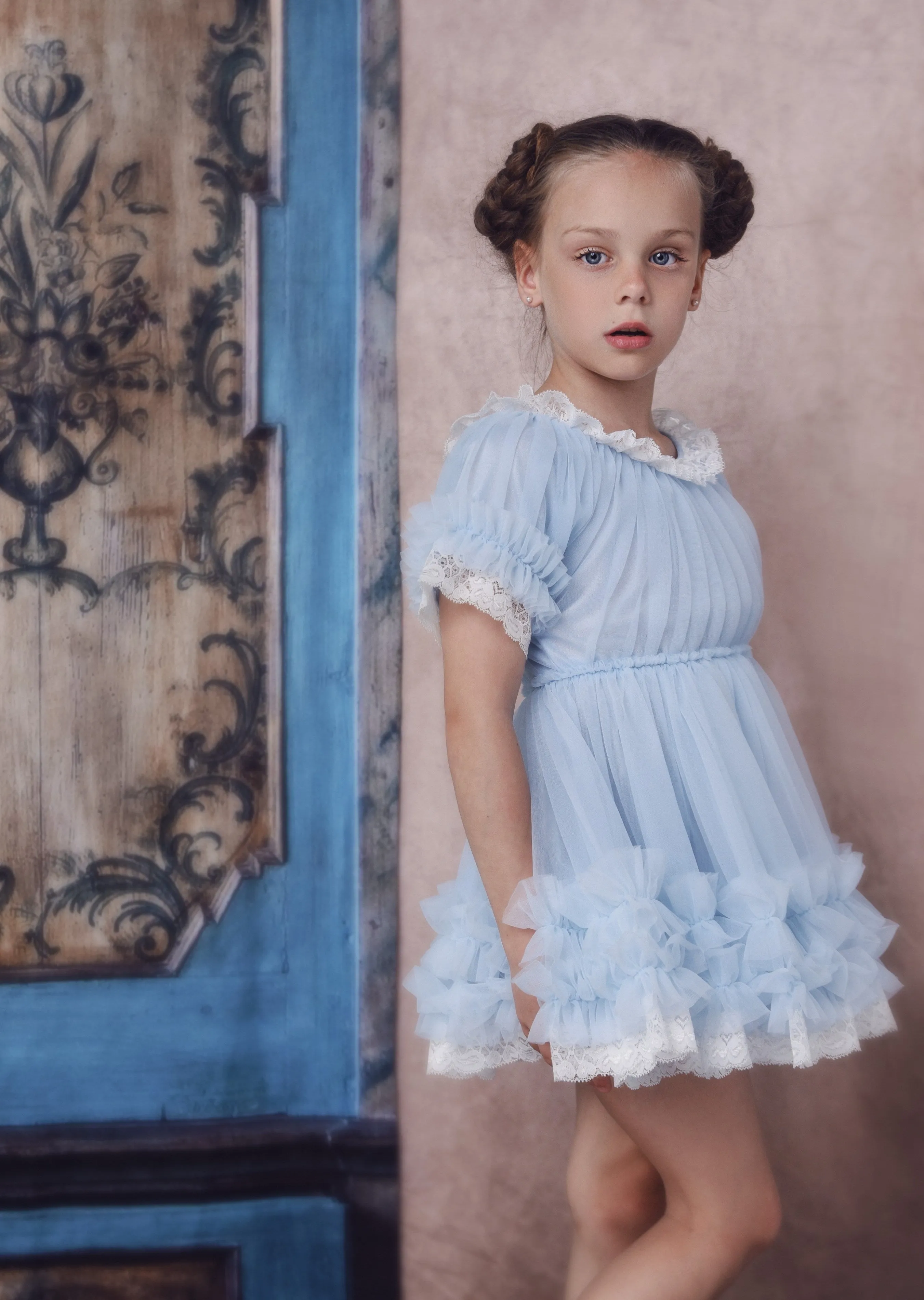 DOLLY by Le Petit Tom  PORCELAIN DOLLY DRESS light blue