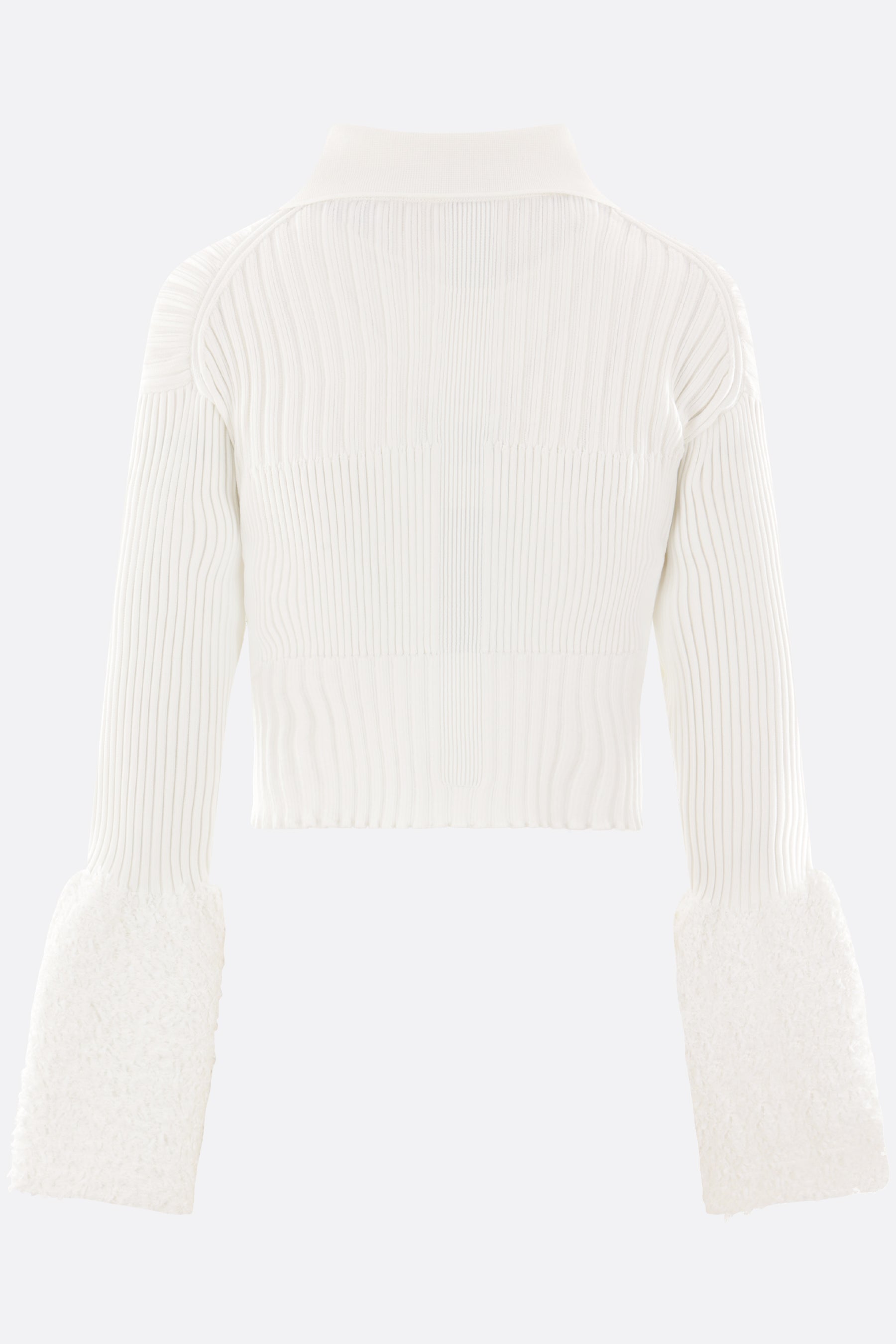 Fluted Reef full-zip cropped cardigan in technical knit