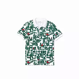 Lacoste Kids Heritage Print Polo (White/Green)