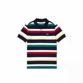 Lacoste Kids Striped Polo (White/Navy)