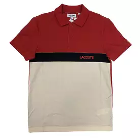 Lacoste Tri Color Polo (Orange Red/Navy/Beige)