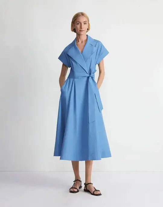 LAFAYETTE 148 Organic Cotton Poplin Wrap ShirtDress