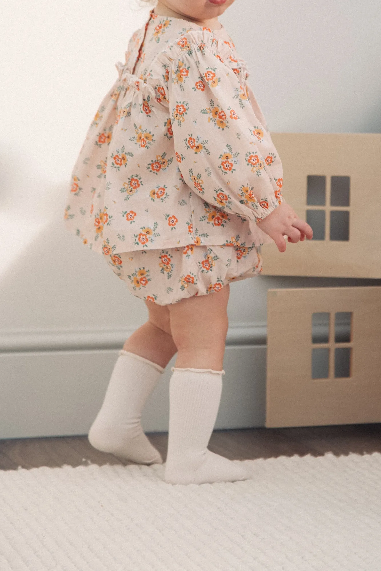 Orange/Green Floral Top & Bloomer Set