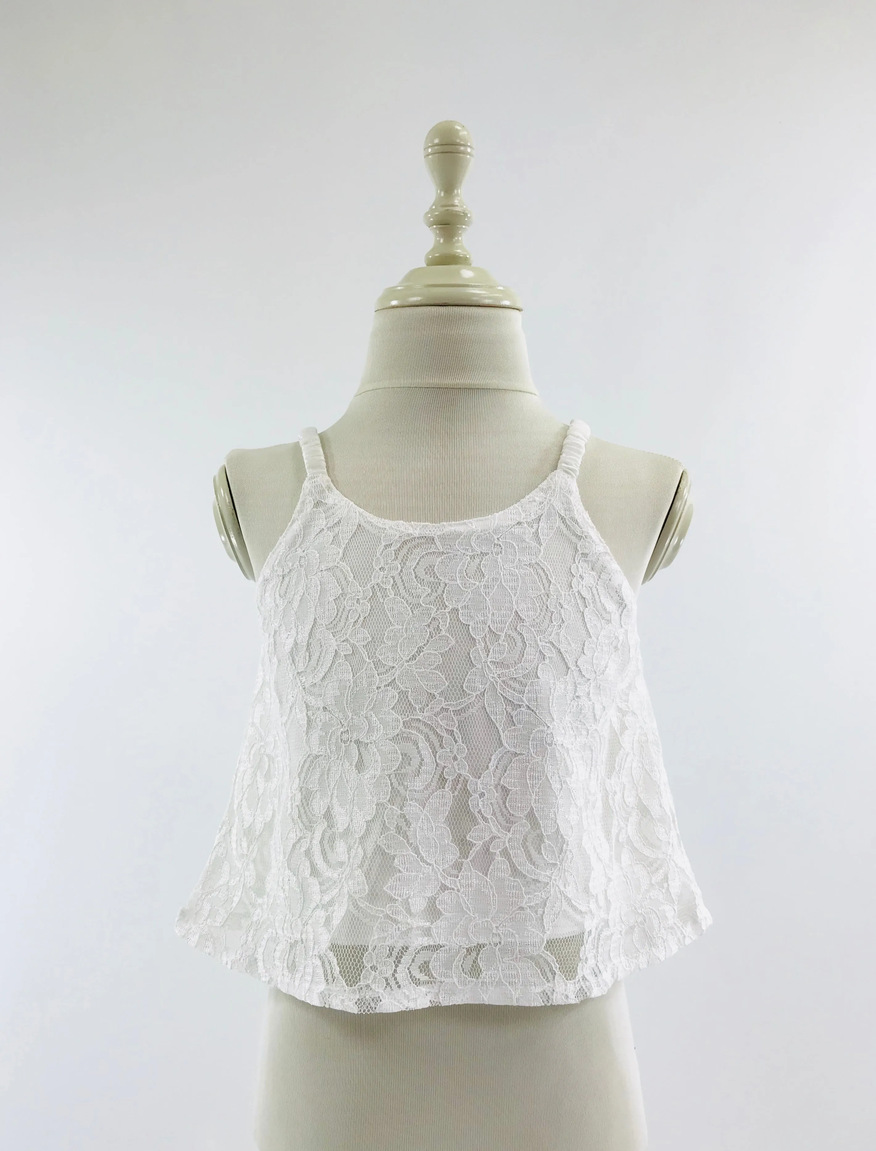 [OUTLET] DOLLY by Le Petit Tom  LACY SPAGHETTI TOP off-white