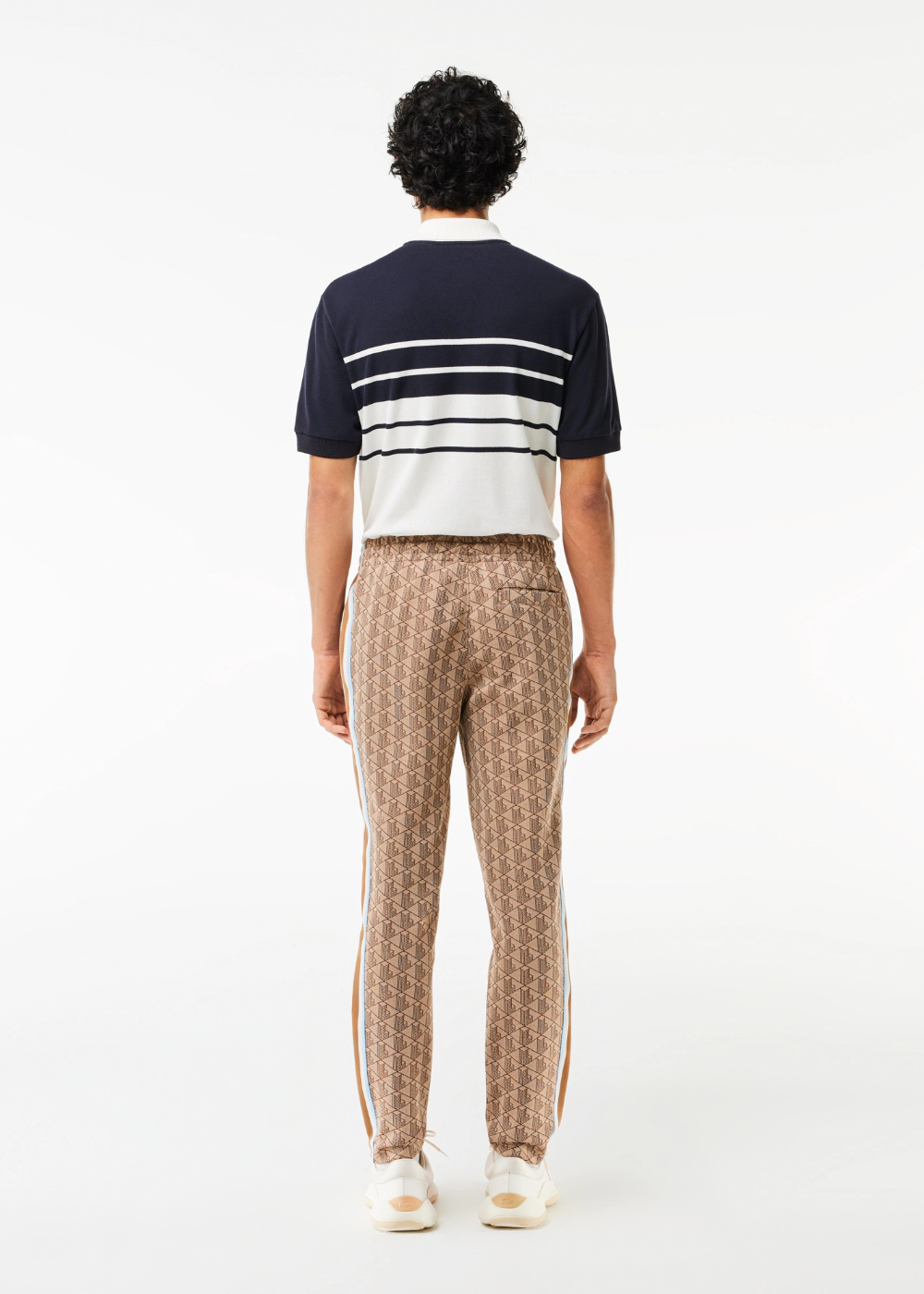 Pantalon de survêtement Lacoste paris jacquard monogramme beige