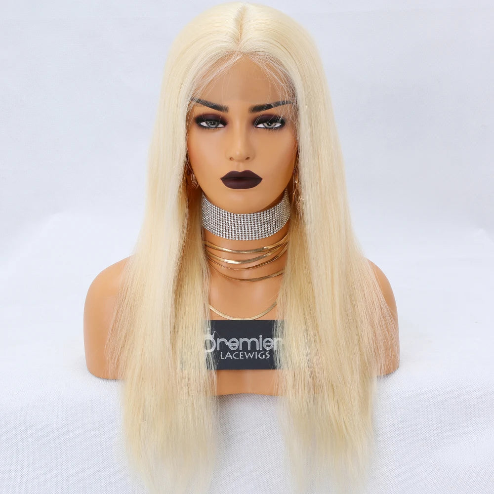 Premier Beauty Lace Wig can dye to any color brazilian virgin remy human hair silky straight 613 blonde