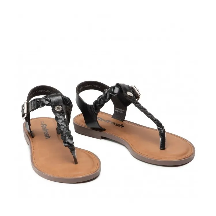 Refresh 79421 Sandali Donna Infradito Flat Nero