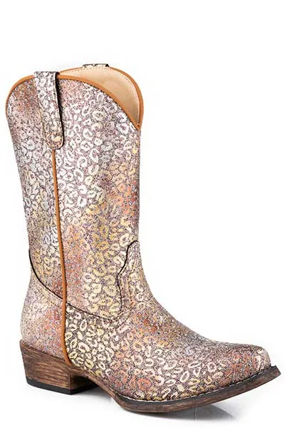 Roper Girl's Riley Faux Leather Leopard Western Boot