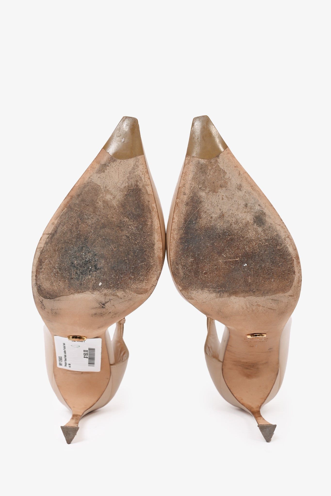 Sergio Rossi Nude Leather Pointed Heels Size 38