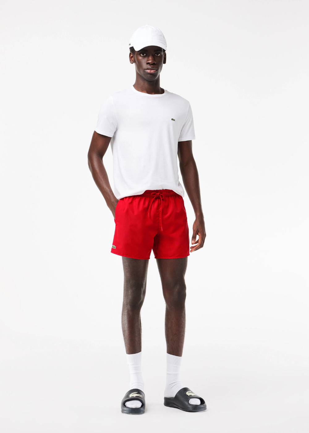 Short de bain Lacoste rouge