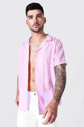 Short Sleeve Vertical Tie Dye Revere Shirt | boohooMAN UK