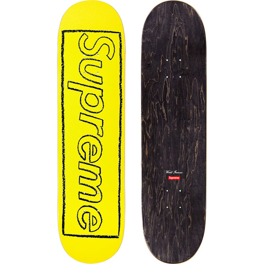 SUPREME X KAWS Chalk Logo Skateboard Deck Yellow